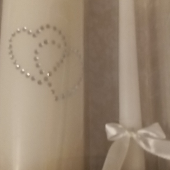 NIB White Hearts Unity Candle Set - Picture 4 of 4